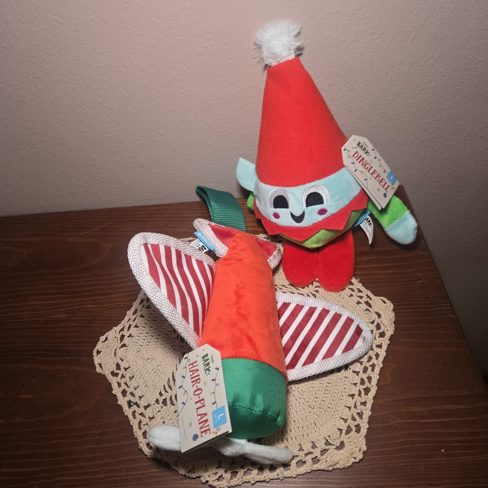 Bark Box NWT Plush Squeaky Pet Toy Duo